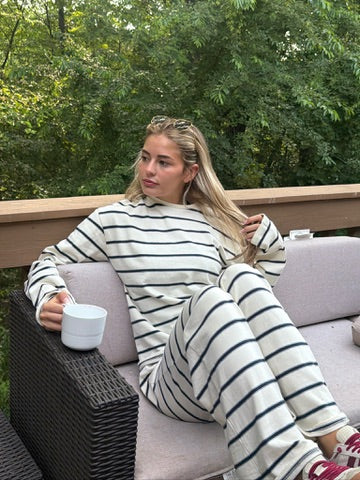 Harbor Stripe Pants - Navy/Grey Stripe