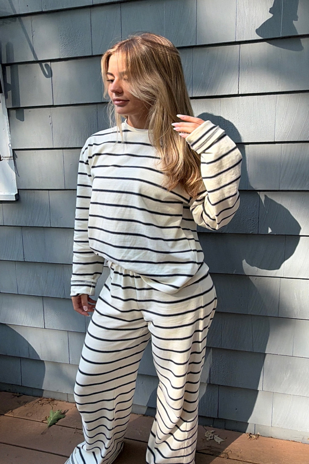Harbor Stripe Pants - Navy/Grey Stripe